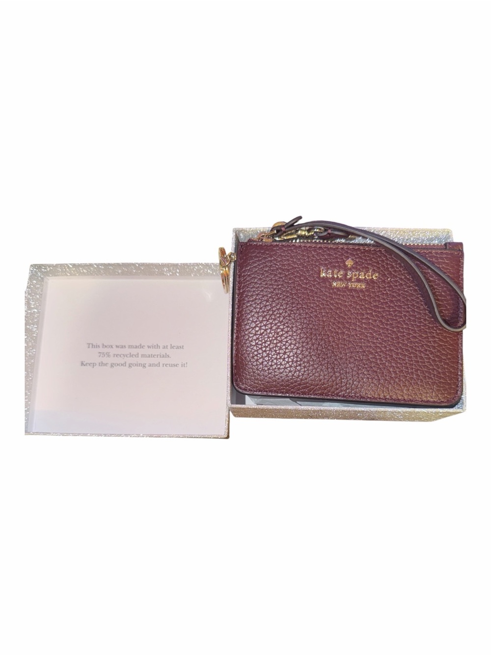 NWT Kate Spade Leather L-Zip Small Wristlet Card Case Pouch Boxed Gift Set